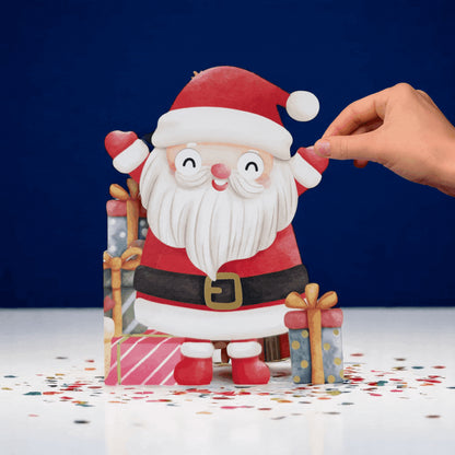 Cute Christmas Card Happy Santa Fun Jiggly Eyes Xmas Greeting Cards For Kids