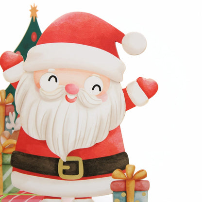 Cute Christmas Card Happy Santa Fun Jiggly Eyes Xmas Greeting Cards For Kids