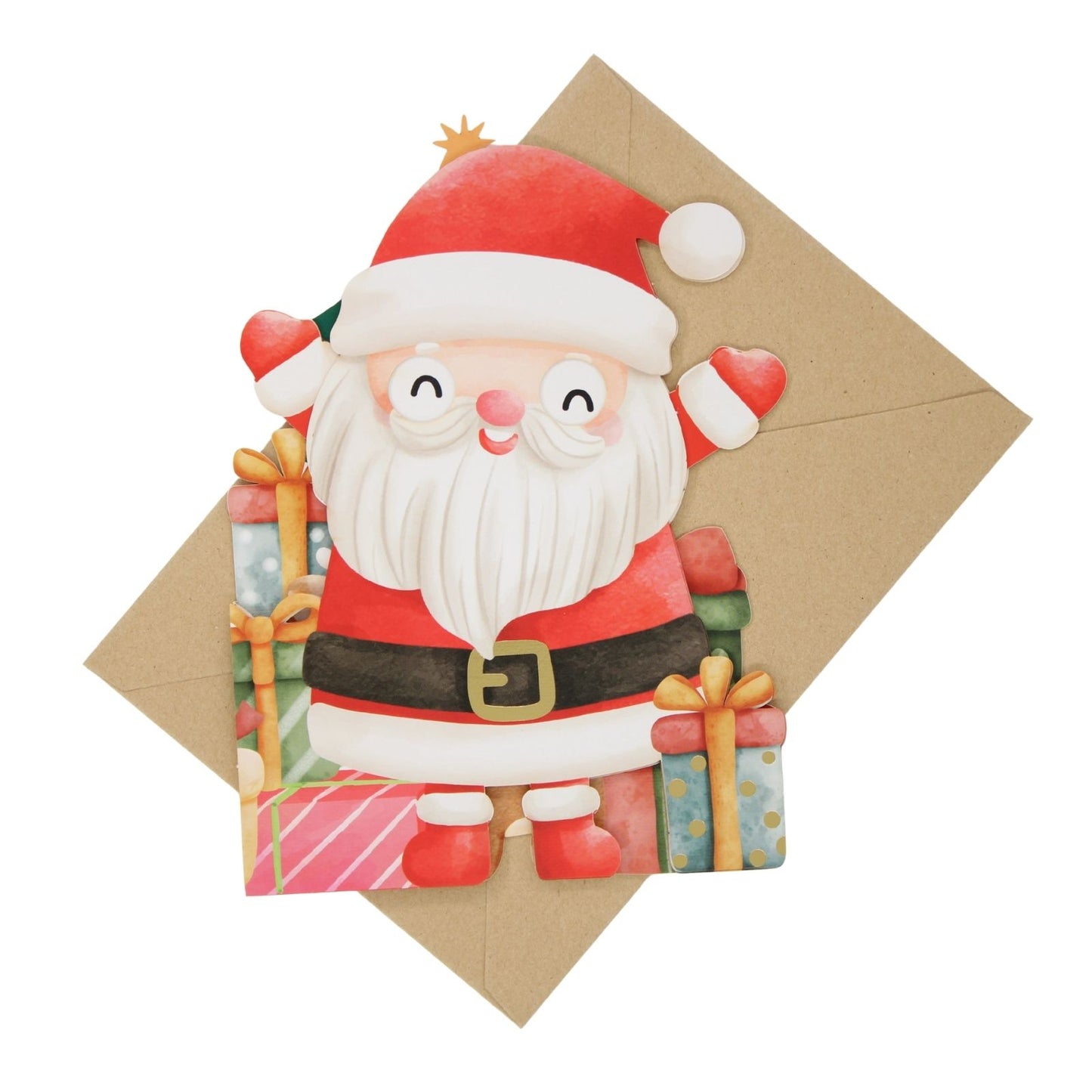 Cute Christmas Card Happy Santa Fun Jiggly Eyes Xmas Greeting Cards For Kids