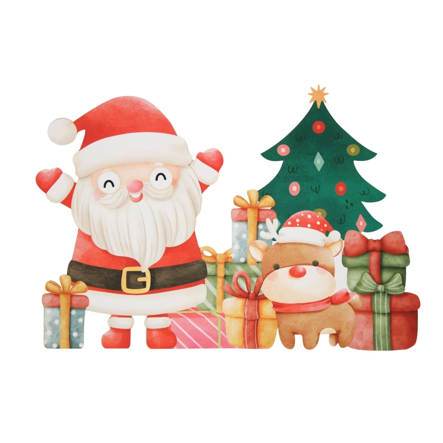 Cute Christmas Card Happy Santa Fun Jiggly Eyes Xmas Greeting Cards For Kids