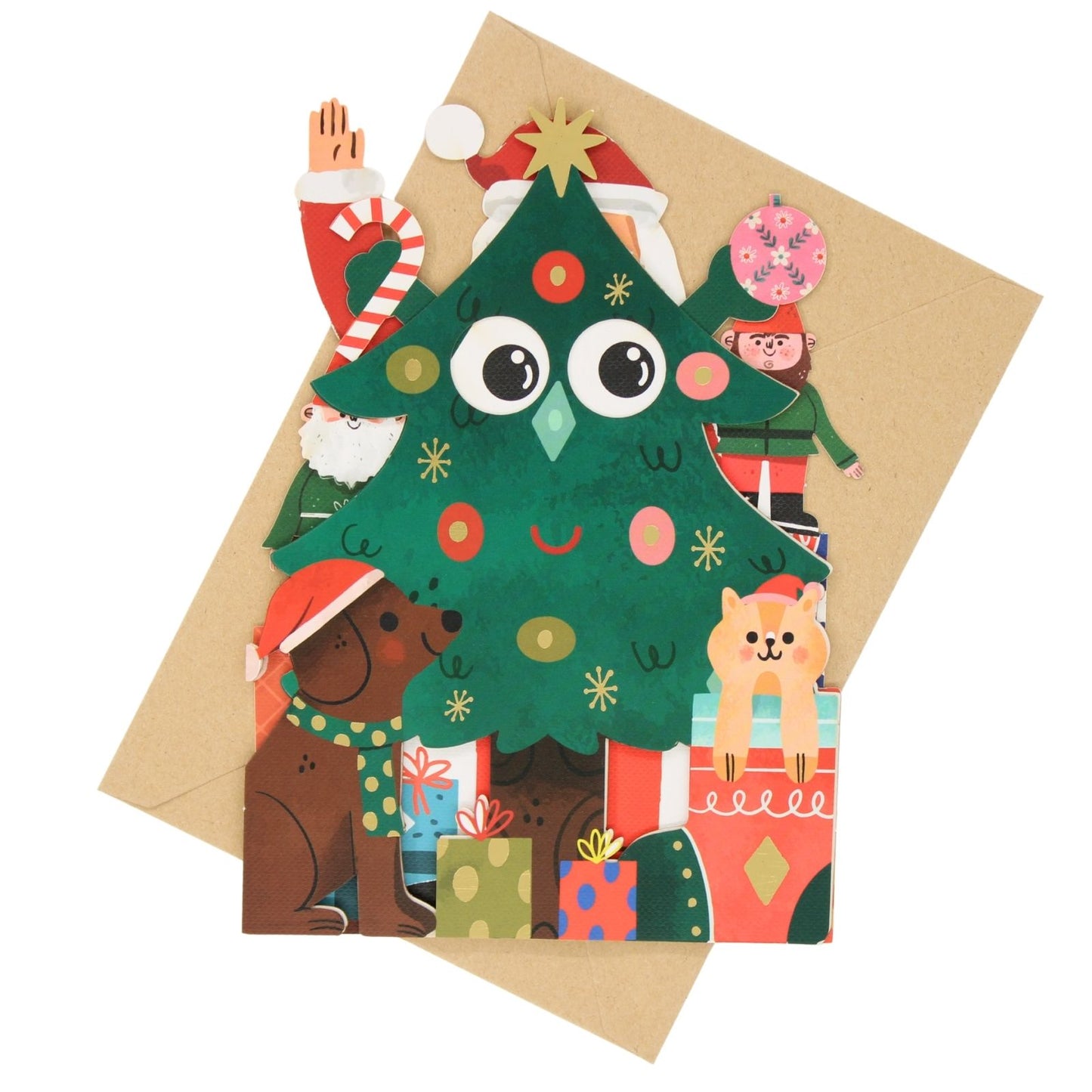 Cute Christmas Card Christmas Tree Fun Jiggly Eyes Xmas Greeting Cards For Kids
