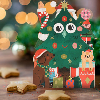 Cute Christmas Card Christmas Tree Fun Jiggly Eyes Xmas Greeting Cards For Kids