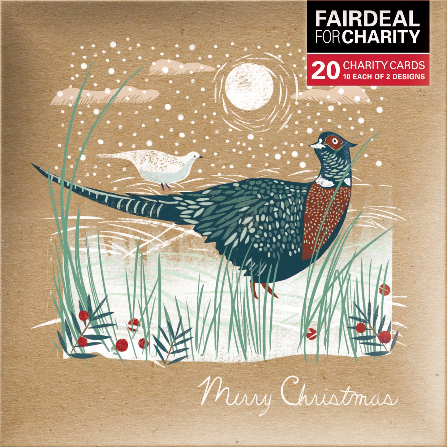 Box of 20 Winter Scene & Pheasant Fairdeal Charity Christmas Cards