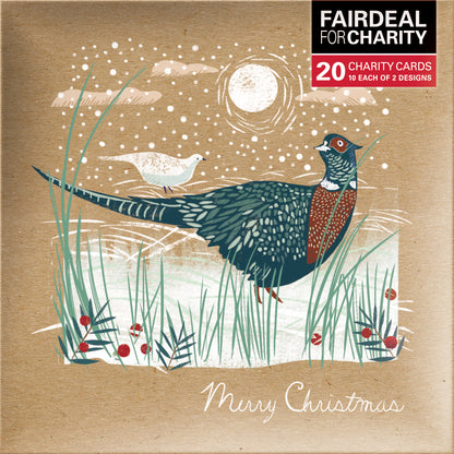 Box of 20 Winter Scene & Pheasant Fairdeal Charity Christmas Cards