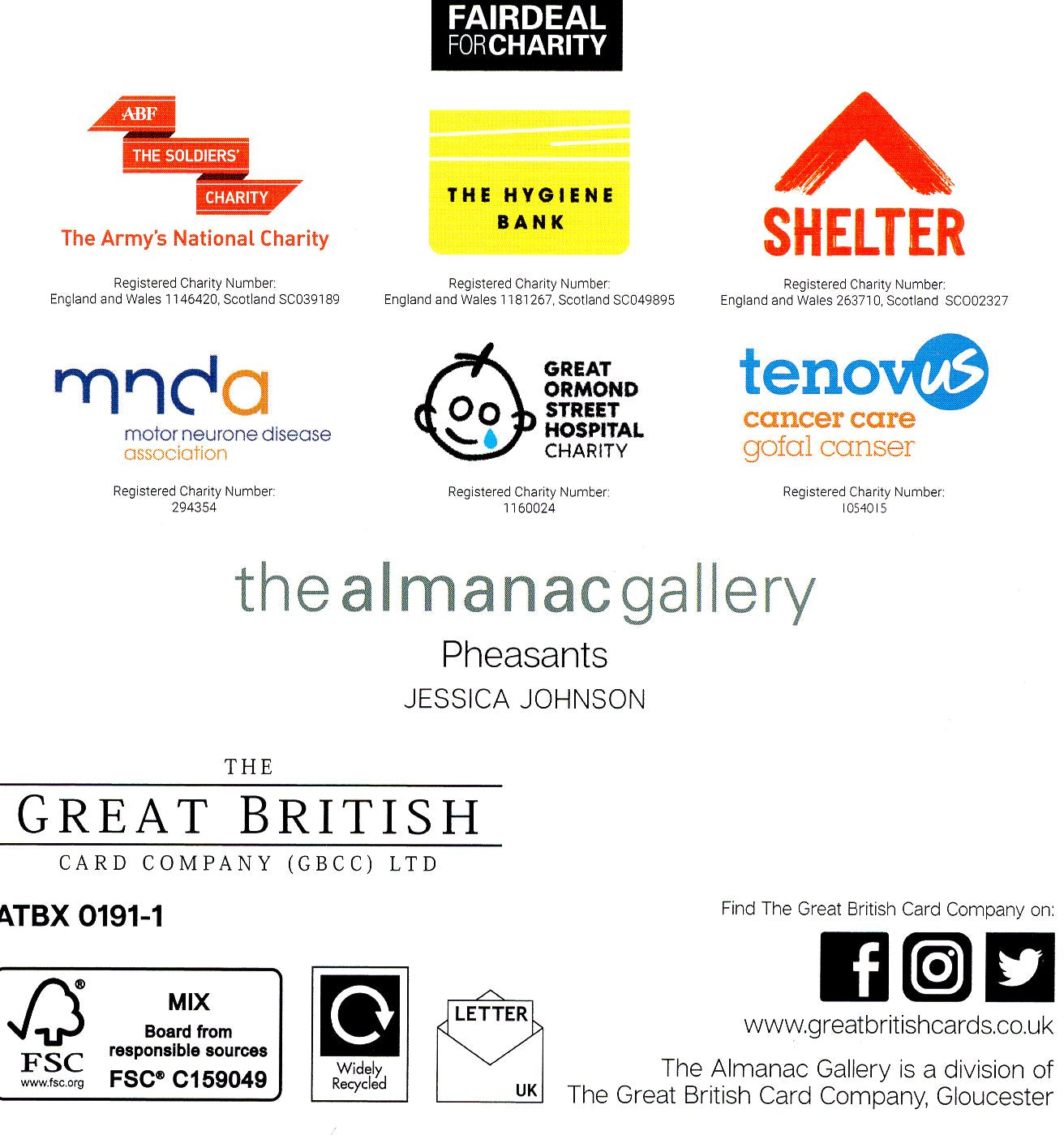 Box of 20 Winter Scene & Pheasant Fairdeal Charity Christmas Cards