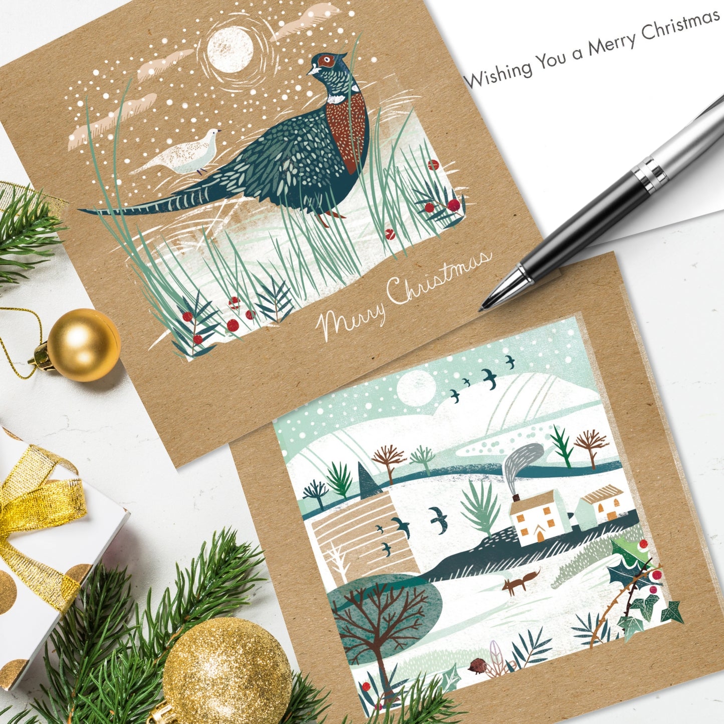 Box of 20 Winter Scene & Pheasant Fairdeal Charity Christmas Cards