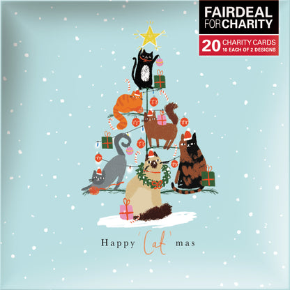 Box of 20 Cats Catmas & Dog Woofmas Fairdeal Charity Christmas Cards