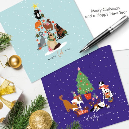 Box of 20 Cats Catmas & Dog Woofmas Fairdeal Charity Christmas Cards