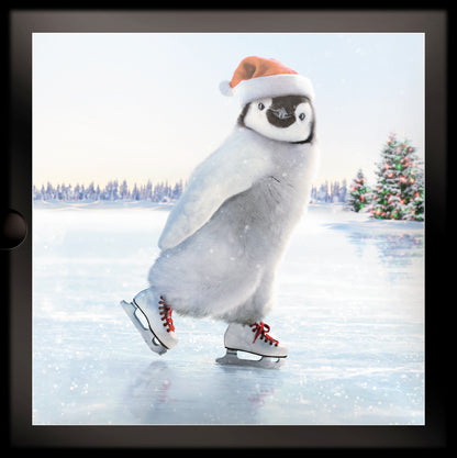 Box of 16 Festive Skating Penguin Glittered Avanti Christmas Cards