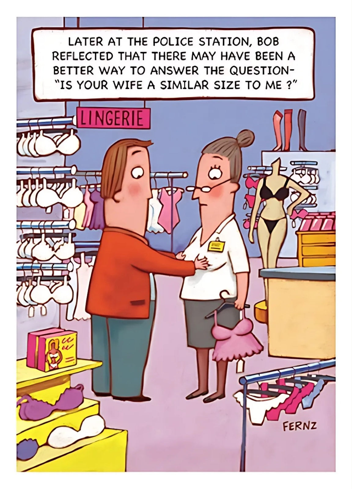 Sizing Lingerie Funny Bob On Birthday Greeting Card