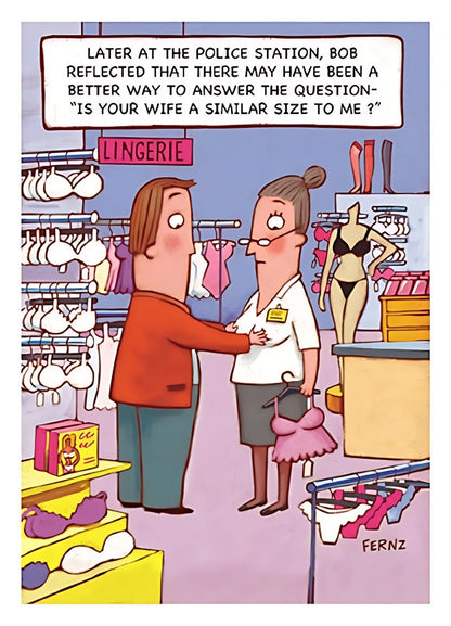 Sizing Lingerie Funny Bob On Birthday Greeting Card