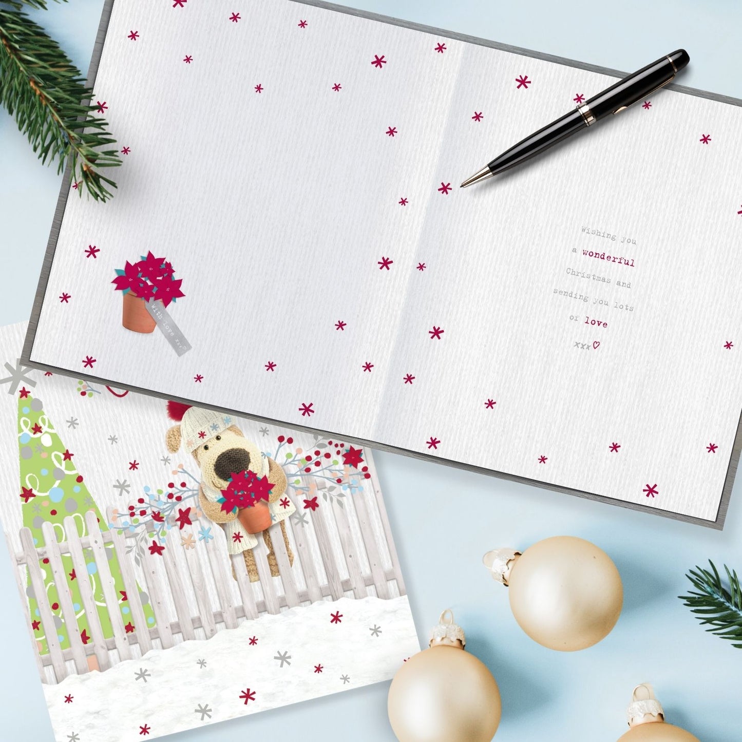 Boofle With Love Grandma Christmas Card Tree Poinsettia Cute Xmas Greeting Cards