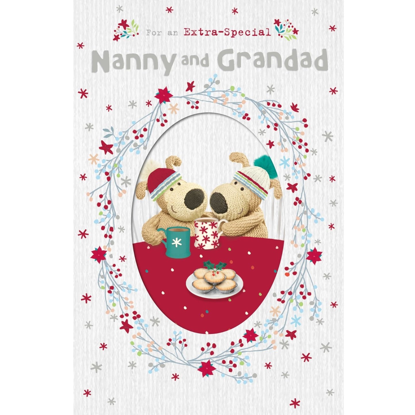 Boofle Special Nanny & Grandad Christmas Card Mince Pie Cute Xmas Greeting Cards