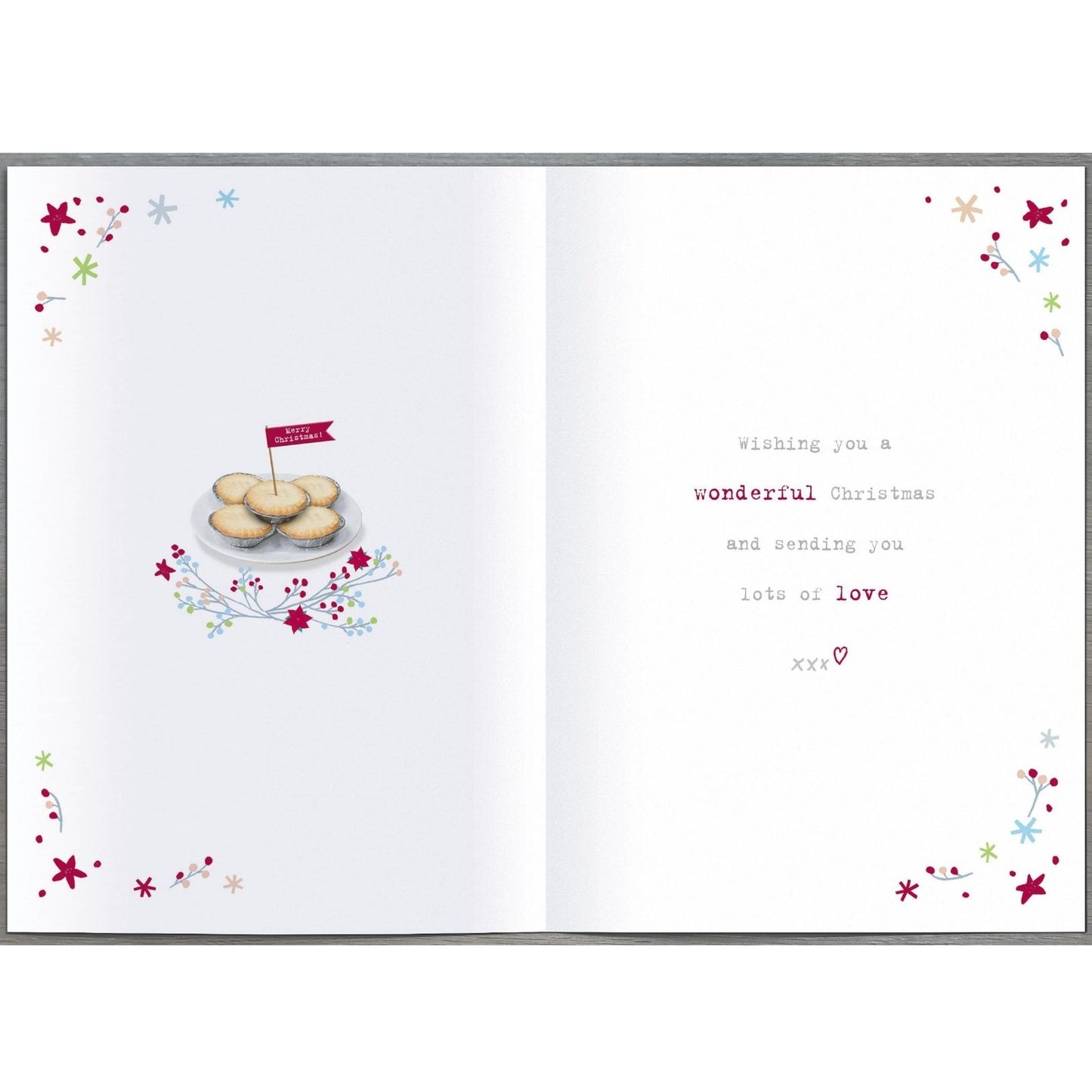 Boofle Special Nanny & Grandad Christmas Card Mince Pie Cute Xmas Greeting Cards