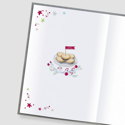 Boofle Special Nanny & Grandad Christmas Card Mince Pie Cute Xmas Greeting Cards