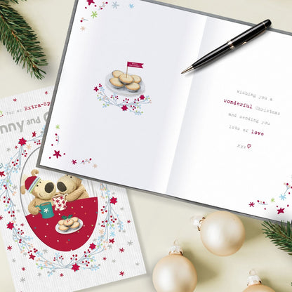 Boofle Special Nanny & Grandad Christmas Card Mince Pie Cute Xmas Greeting Cards