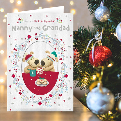 Boofle Special Nanny & Grandad Christmas Card Mince Pie Cute Xmas Greeting Cards