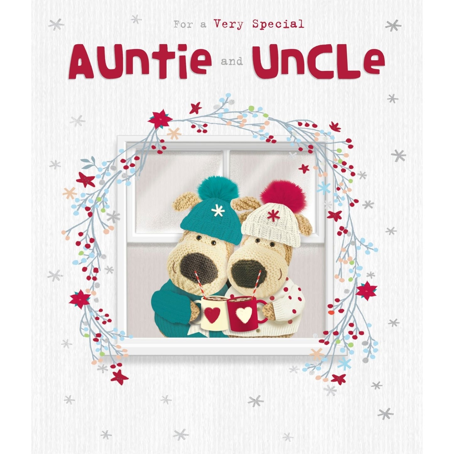 Boofle Special Uncle & Auntie Christmas Card Festive Wreath Xmas Greeting Cards