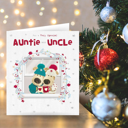 Boofle Special Uncle & Auntie Christmas Card Festive Wreath Xmas Greeting Cards