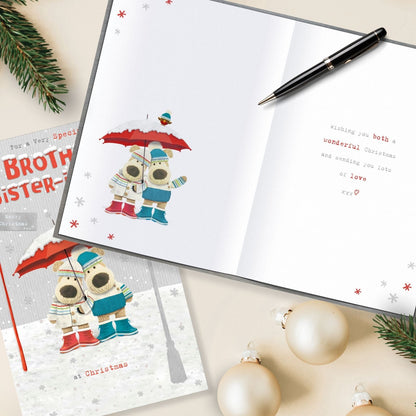 Boofle Brother & Sister-In-Law Christmas Card Embellished Xmas Greeting Cards