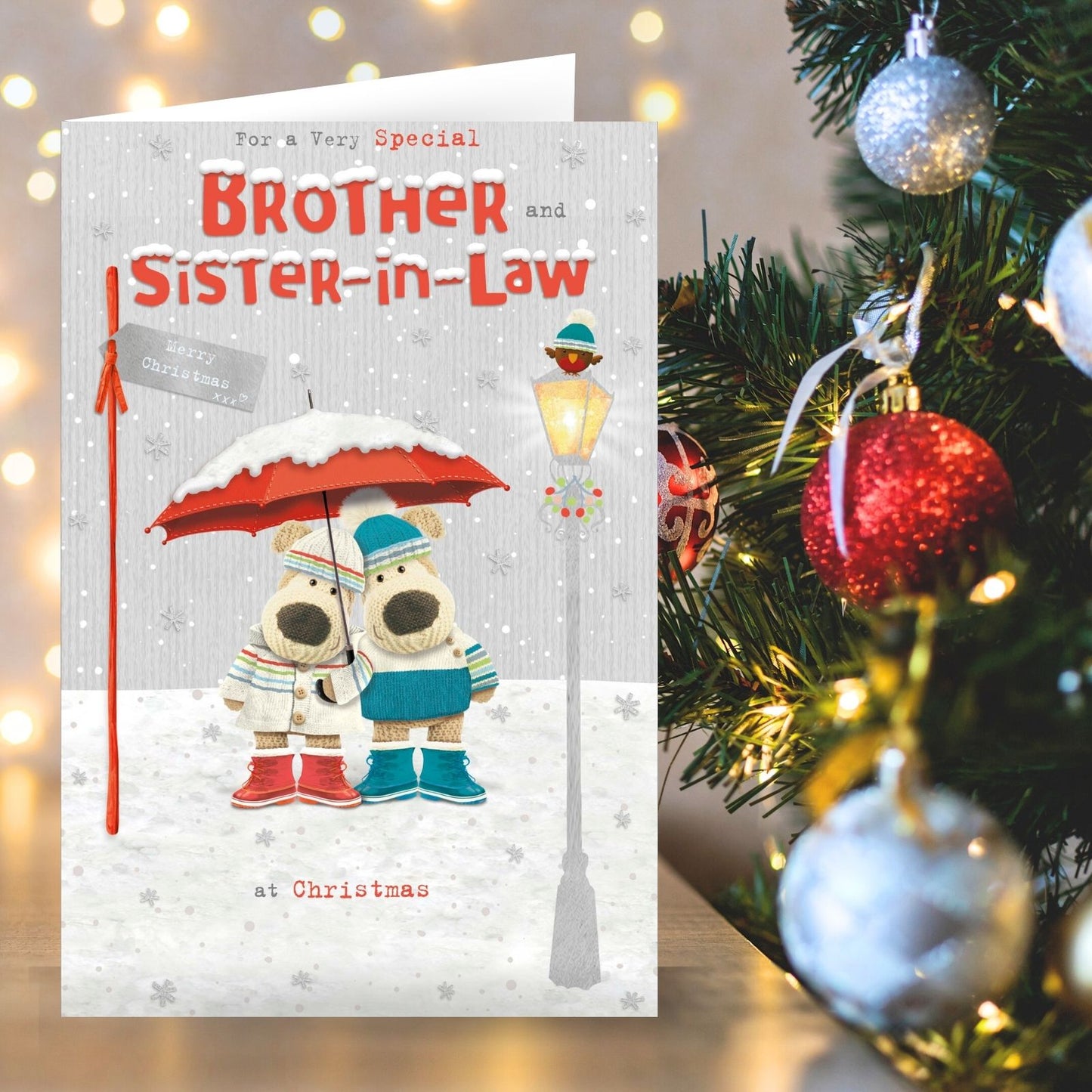 Boofle Brother & Sister-In-Law Christmas Card Embellished Xmas Greeting Cards