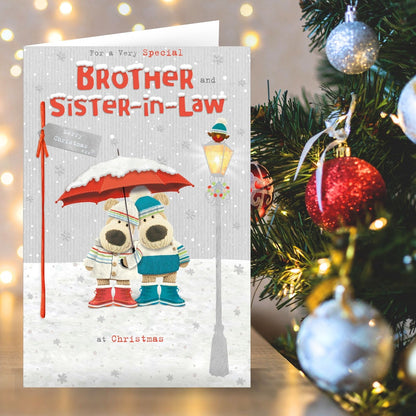 Boofle Brother & Sister-In-Law Christmas Card Embellished Xmas Greeting Cards