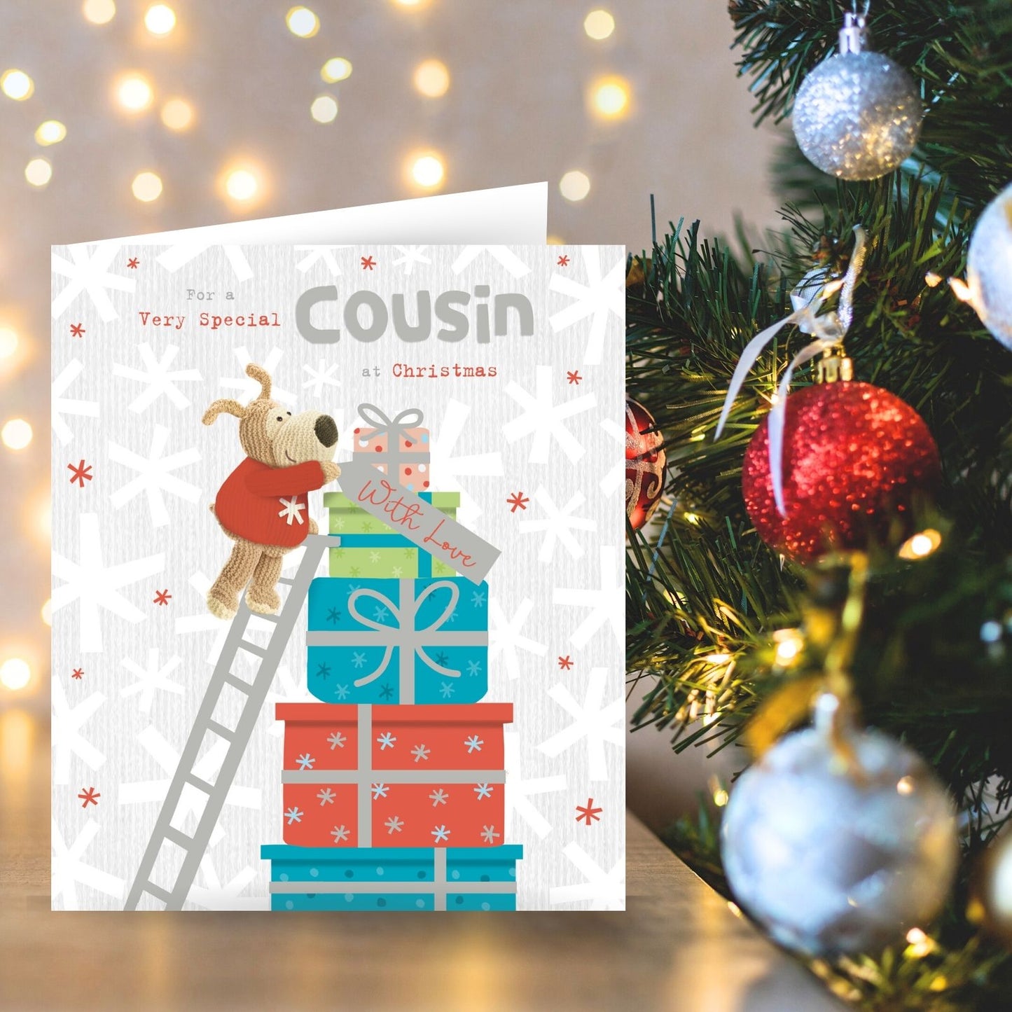 Boofle Special Cousin Christmas Card Stack Of Presents Cute Xmas Greeting Cards