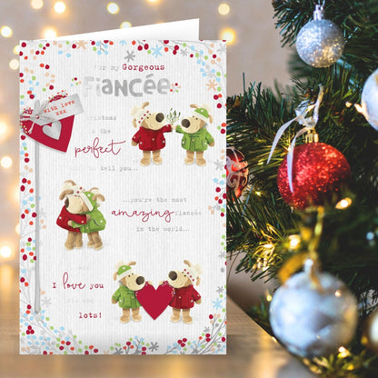 Boofle My Gorgeous Fiancée Christmas Card Embellished Cute Xmas Greeting Cards