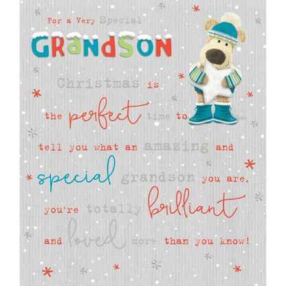 Boofle Amazing Brilliant Loved Grandson Christmas Card Cute Xmas Greeting Cards
