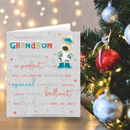 Boofle Amazing Brilliant Loved Grandson Christmas Card Cute Xmas Greeting Cards