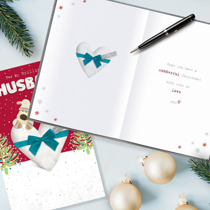 Boofle My Brilliant Husband Christmas Card Love Heart Cute Xmas Greeting Cards