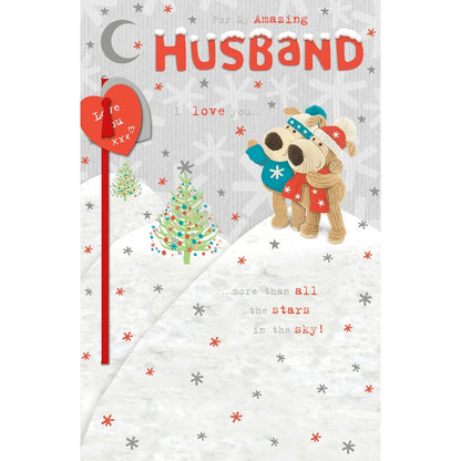 Boofle My Amazing Husband Christmas Card Embellished Cute Xmas Greeting Cards