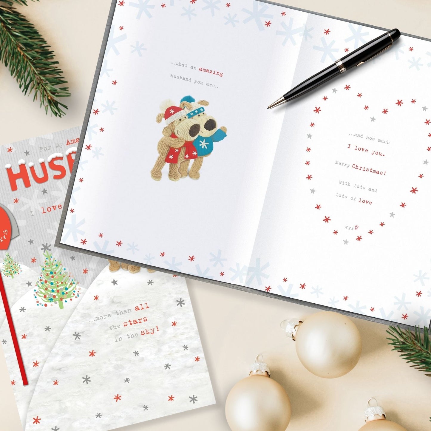 Boofle My Amazing Husband Christmas Card Embellished Cute Xmas Greeting Cards