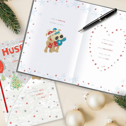 Boofle My Amazing Husband Christmas Card Embellished Cute Xmas Greeting Cards