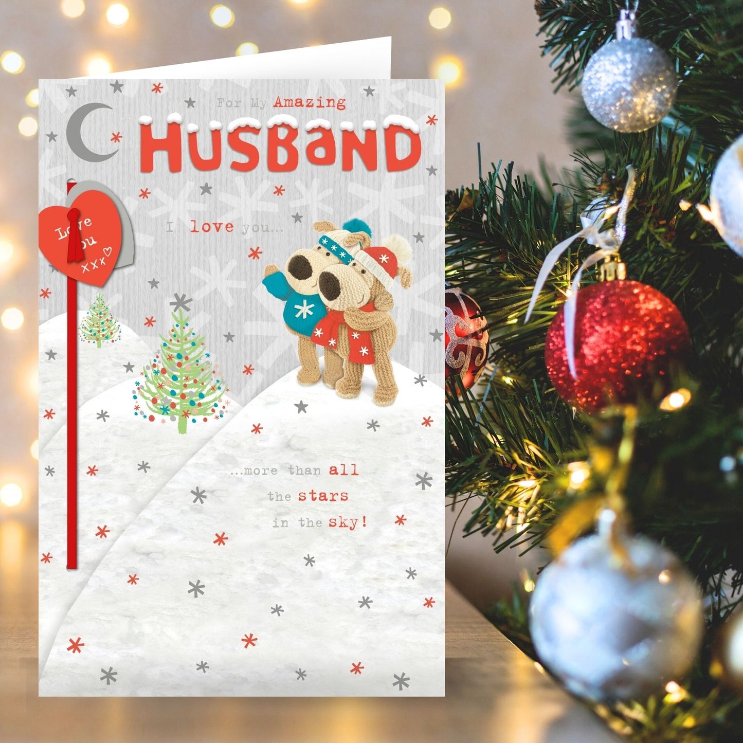 Boofle My Amazing Husband Christmas Card Embellished Cute Xmas Greeting Cards