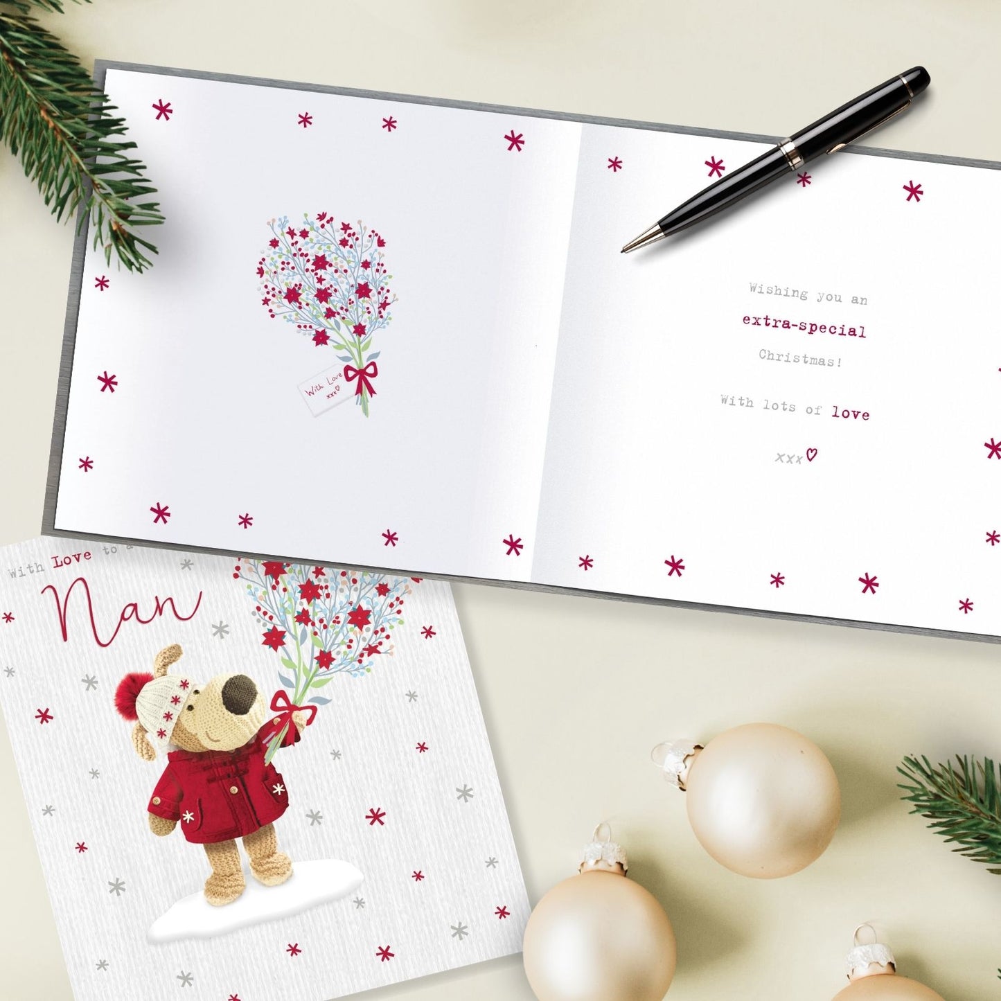 Boofle Love To A Wonderful Nan Christmas Card Flowers Cute Xmas Greeting Cards