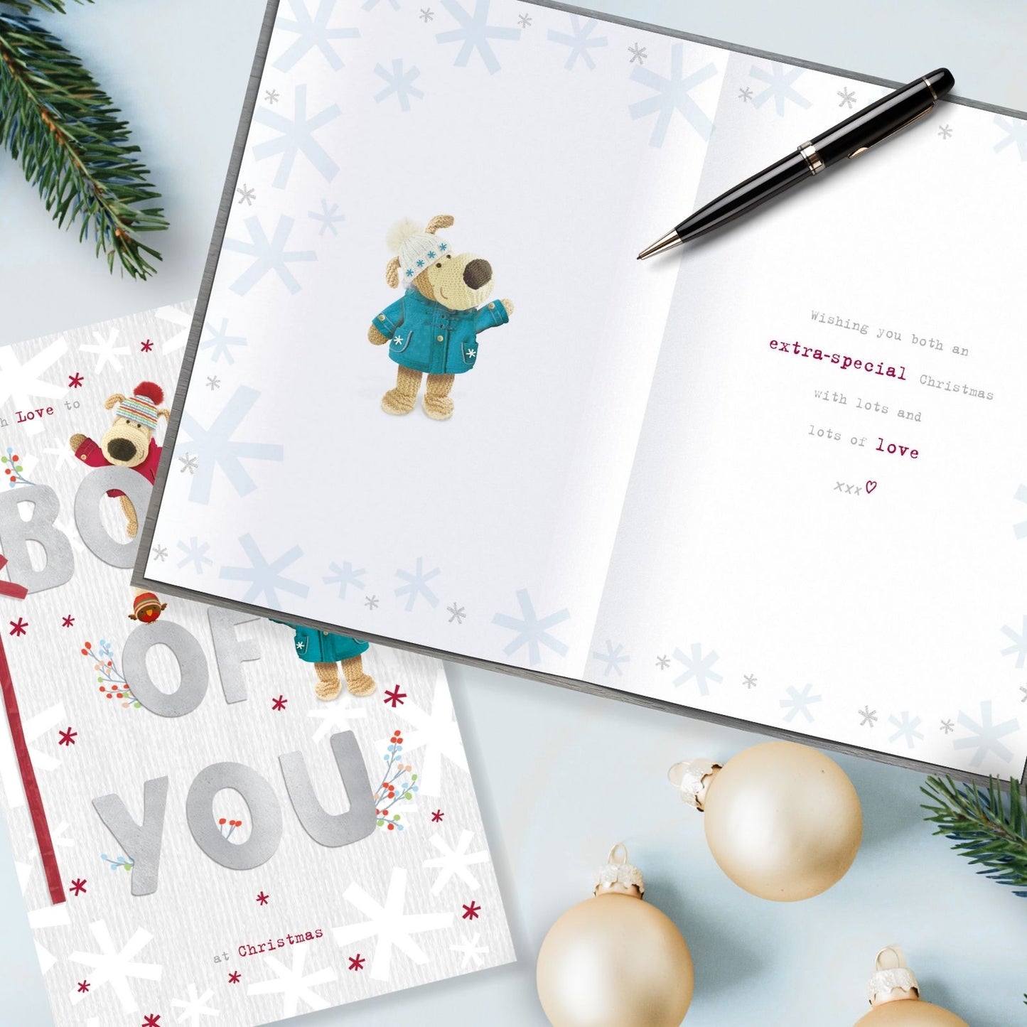 Boofle Love To Both Of You Christmas Card Embellished Cute Xmas Greeting Cards