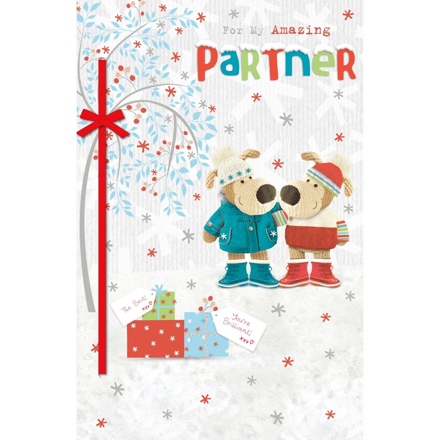 Boofle Amazing Brilliant Partner Christmas Card Embellished Xmas Greeting Cards