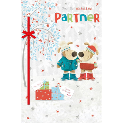 Boofle Amazing Brilliant Partner Christmas Card Embellished Xmas Greeting Cards