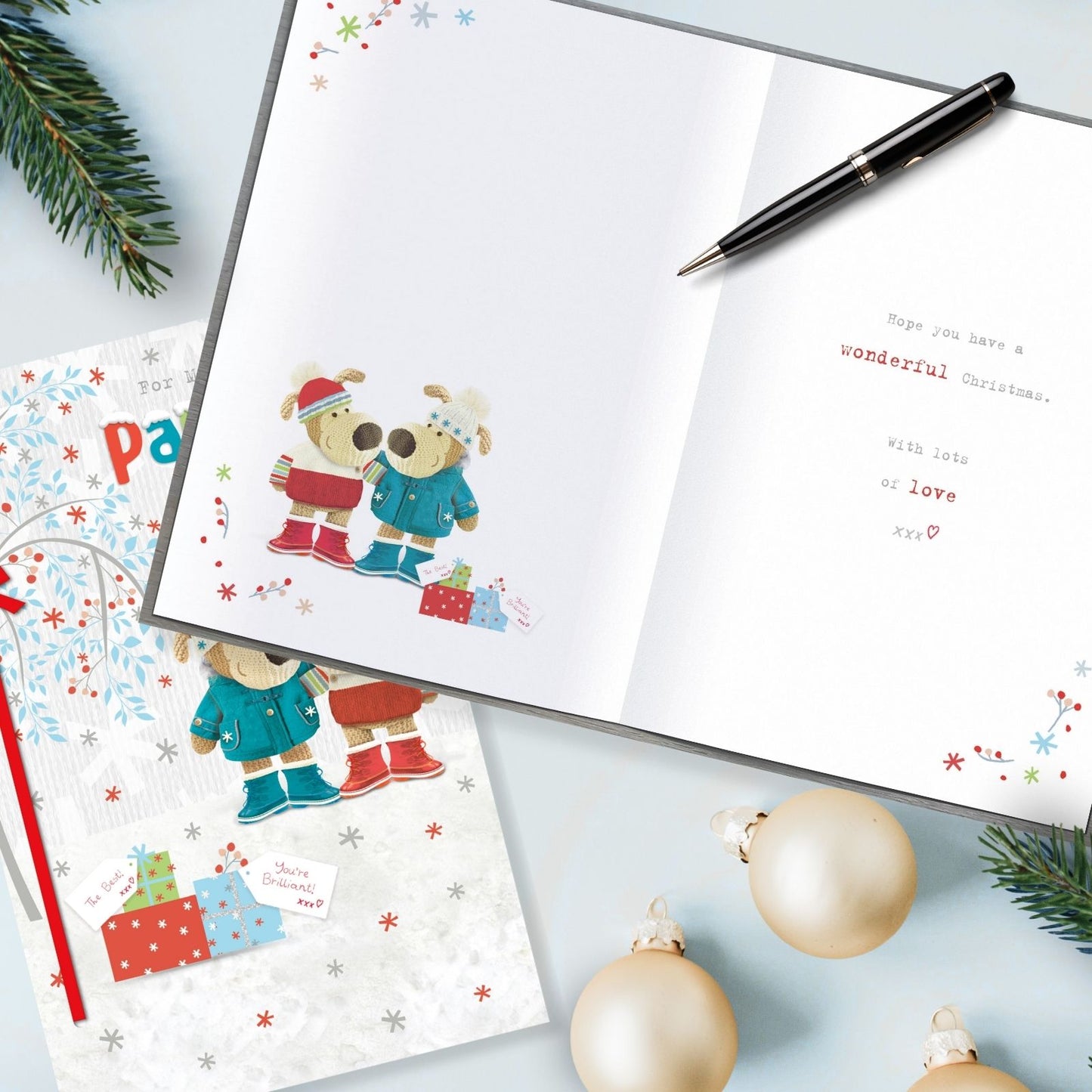 Boofle Amazing Brilliant Partner Christmas Card Embellished Xmas Greeting Cards