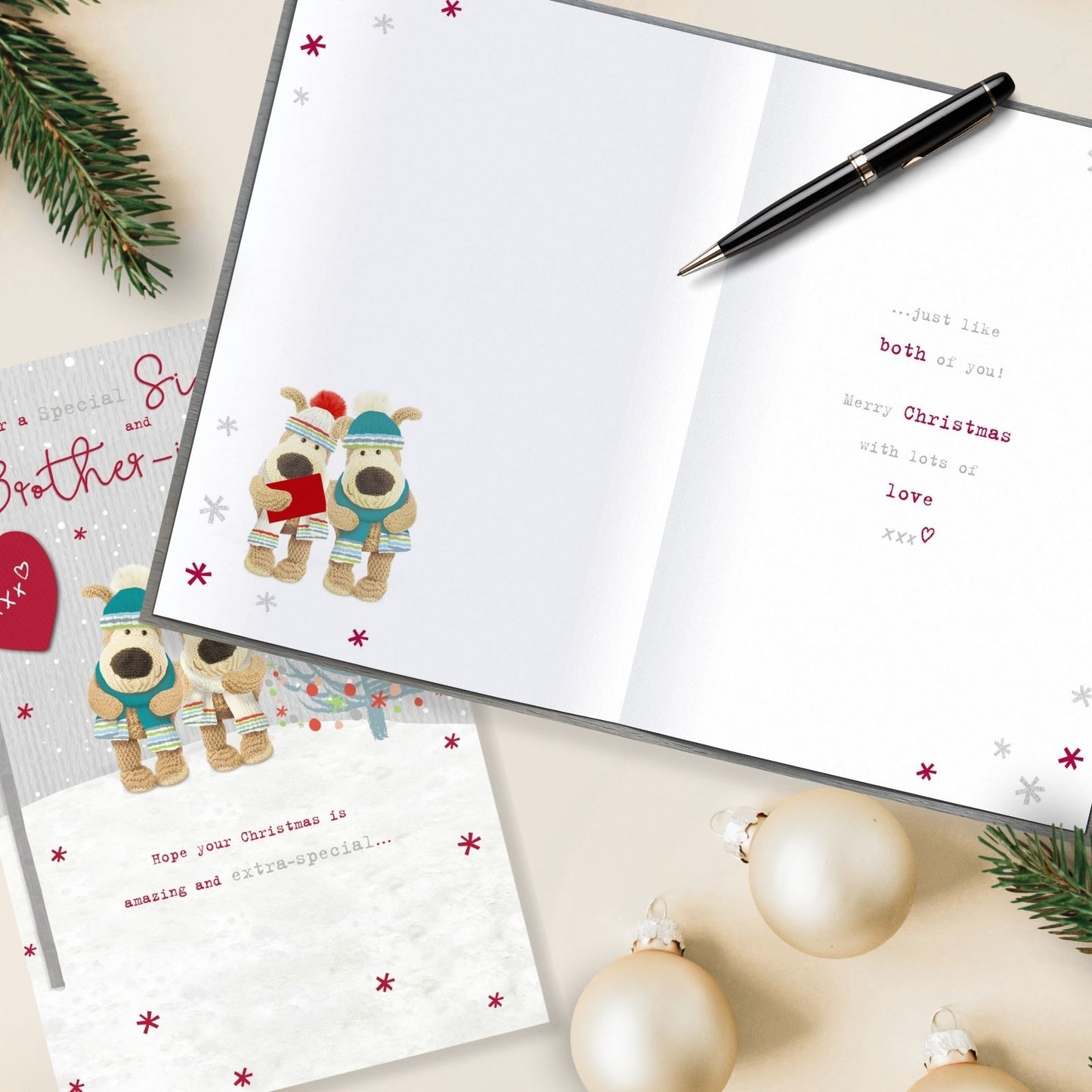 Boofle Sister & Brother-In-Law Christmas Card Embellished Xmas Greeting Cards