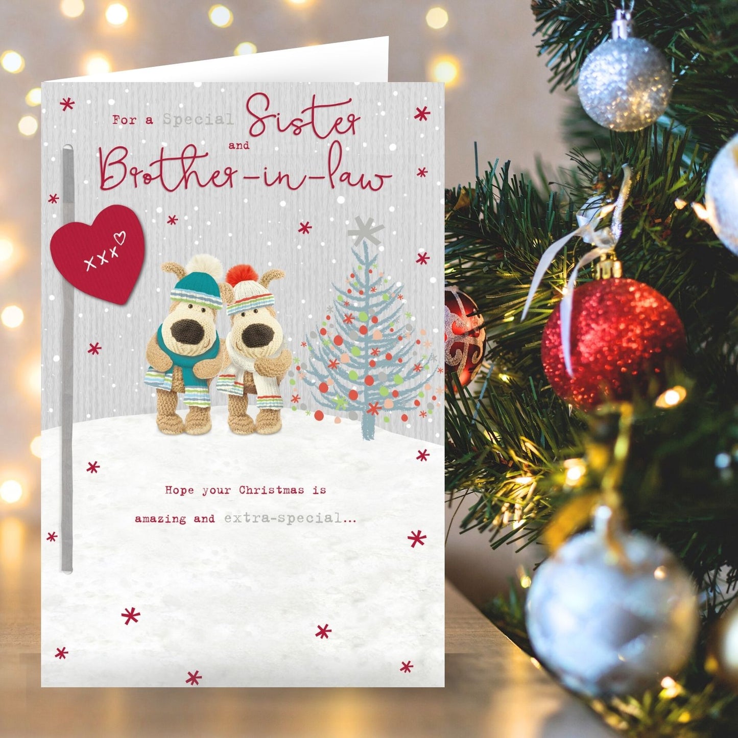 Boofle Sister & Brother-In-Law Christmas Card Embellished Xmas Greeting Cards