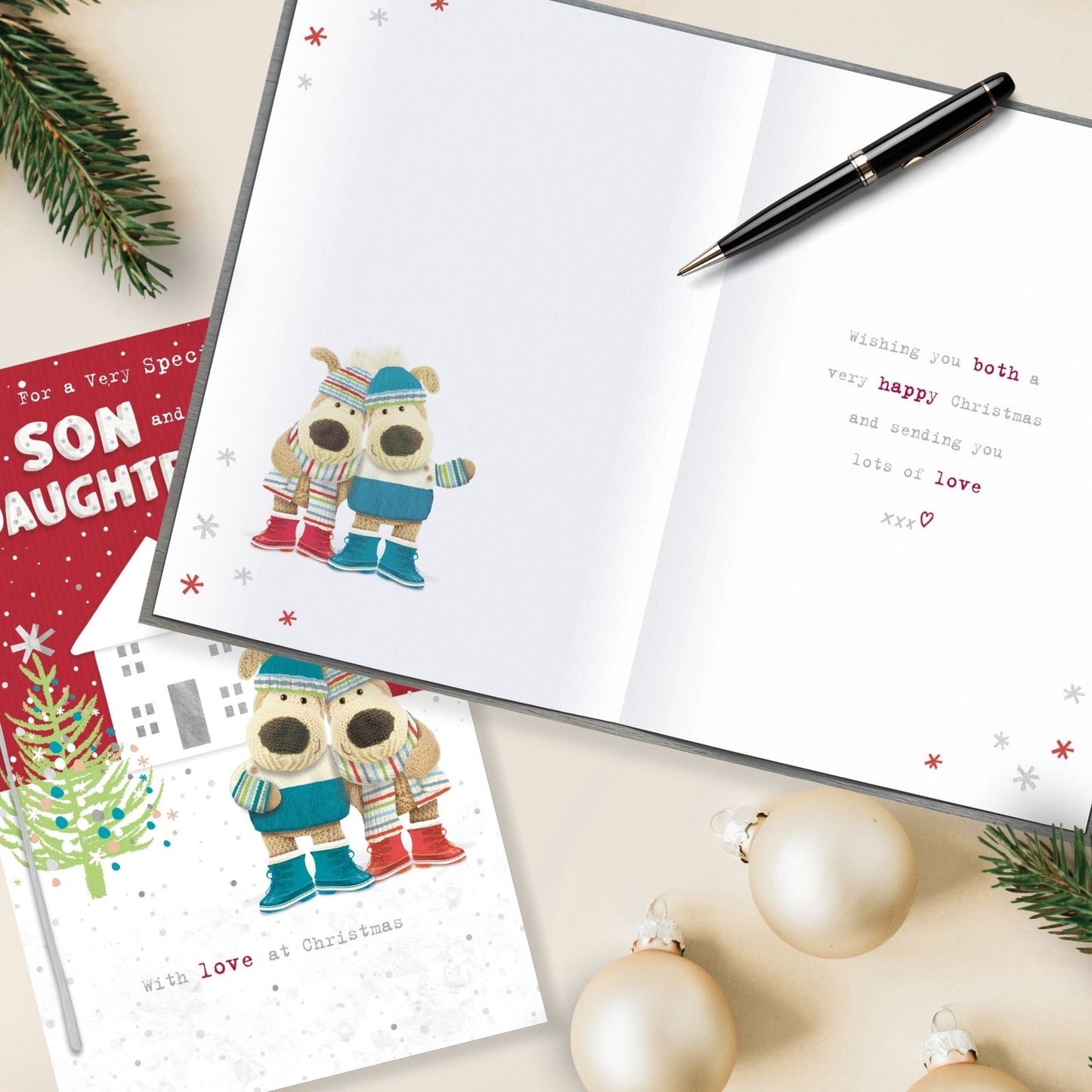 Boofle Son & Daughter-In-Law Christmas Card Embellished Cute Xmas Greeting Cards