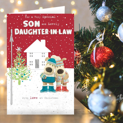 Boofle Son & Daughter-In-Law Christmas Card Embellished Cute Xmas Greeting Cards
