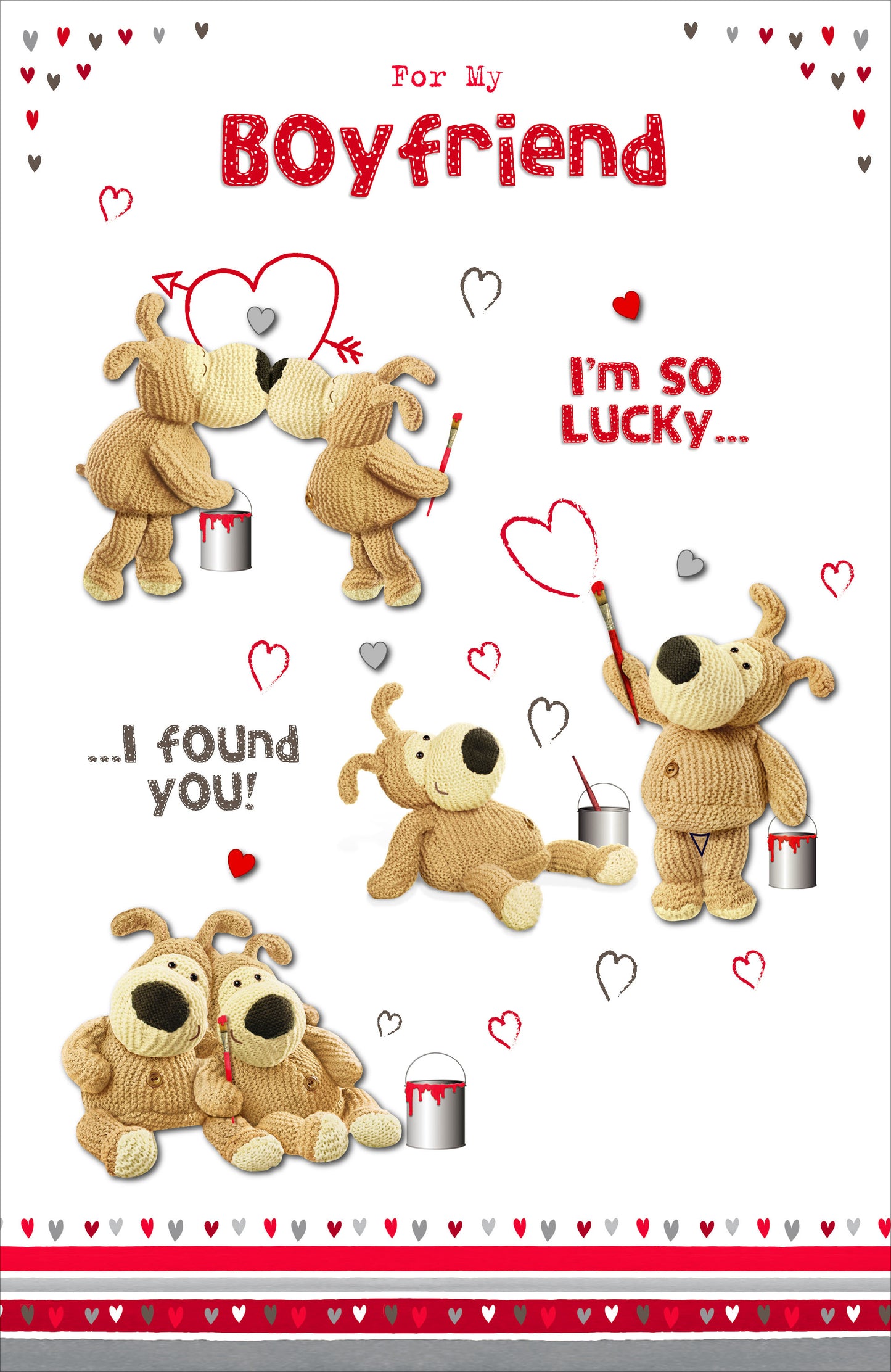 Boofle Valentine's Card For My Boyfriend Embellished Greeting Card