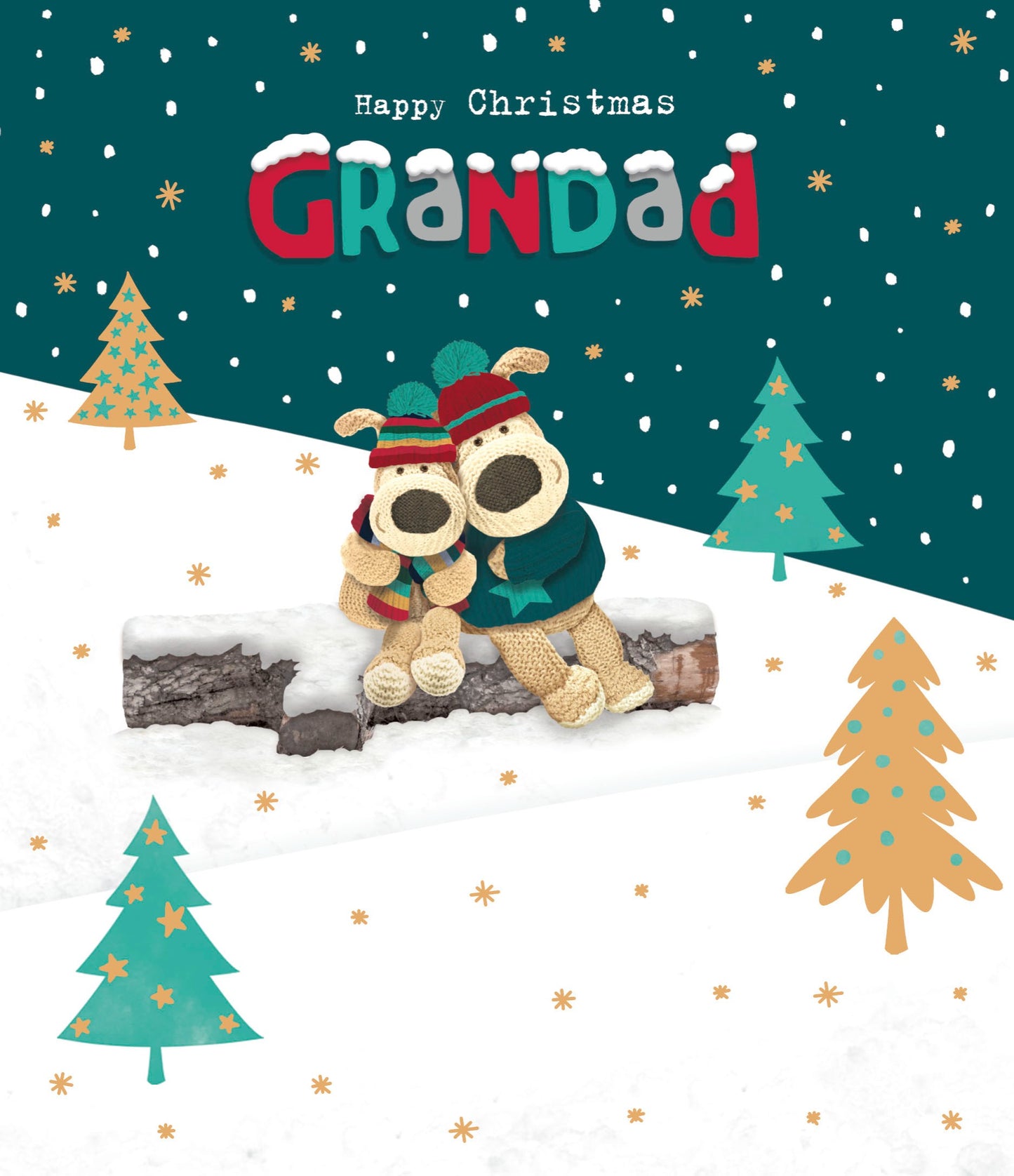 Boofle Happy Christmas Grandad Cute Snowy Snuggles Christmas Greeting Card
