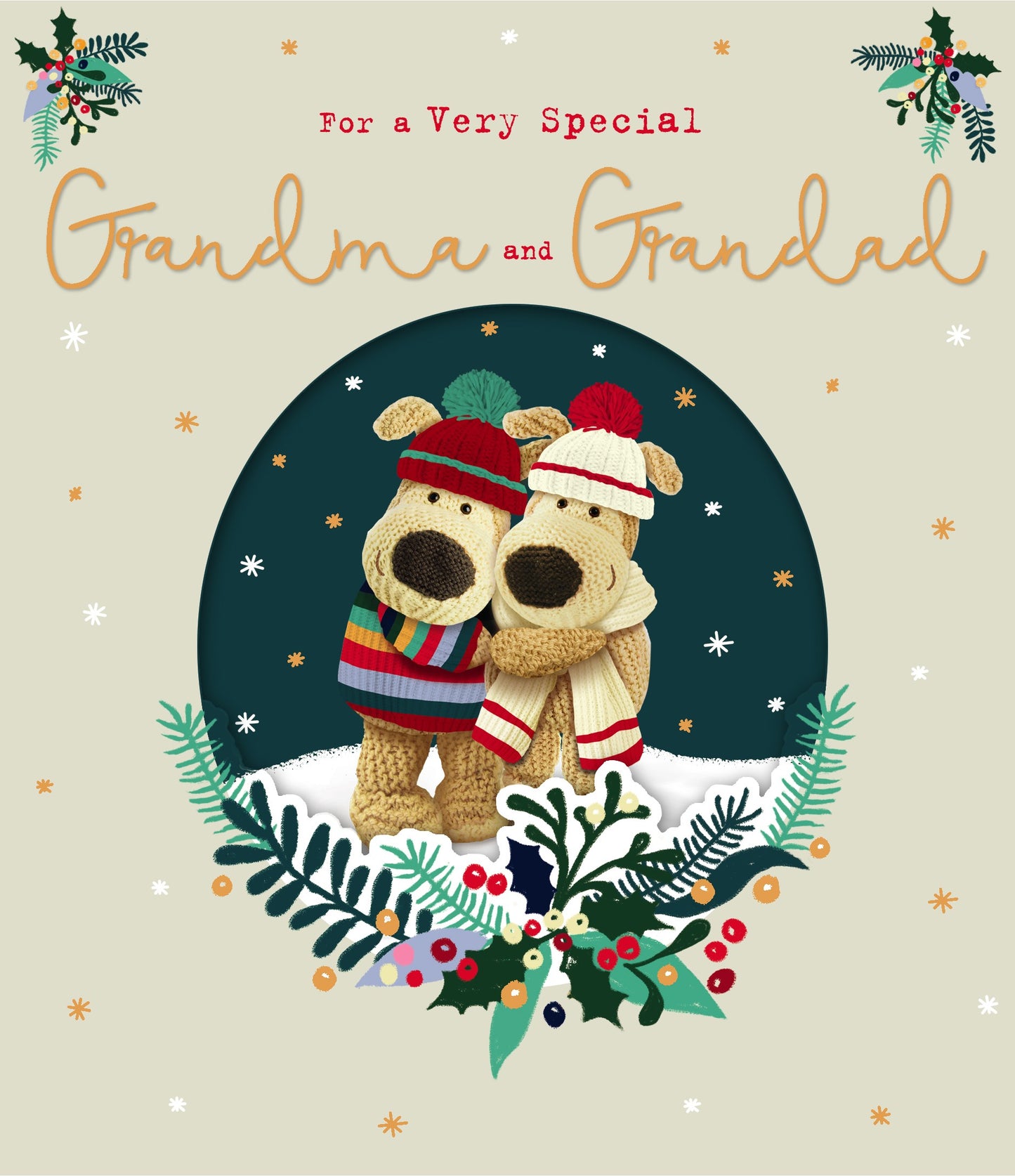 Boofle Special Grandma & Grandad Grand-Hug-Tastic Cute Christmas Greeting Card