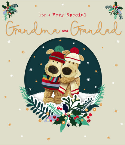 Boofle Special Grandma & Grandad Grand-Hug-Tastic Cute Christmas Greeting Card