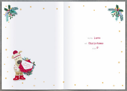 Boofle Just For You Nannie Snowy Poinsettia Cute Christmas Greeting Card