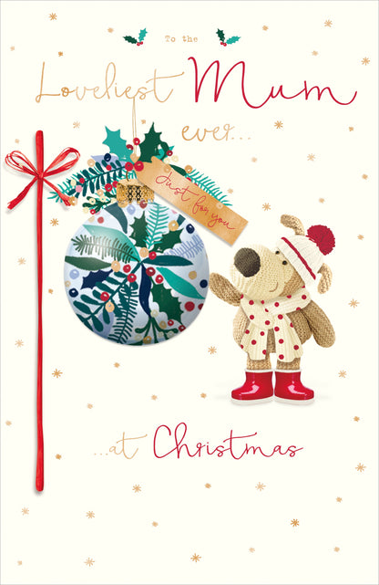 Boofle Embellished Loveliest Mum Ever Cute Bauble Christmas Greeting Card